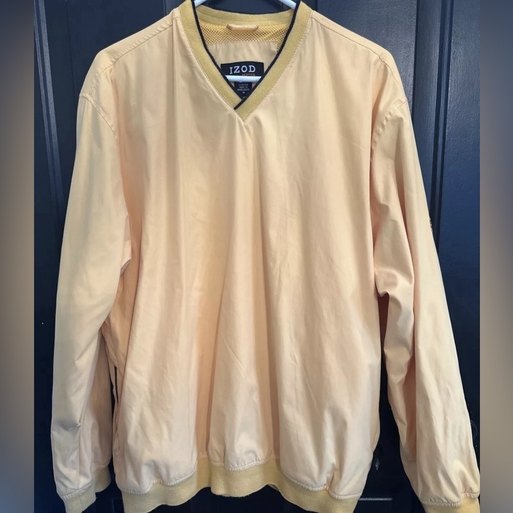 Izod VTG Golf XFG Men's Windbreaker Jacket Medium Yellow Pullover Golfer EUC